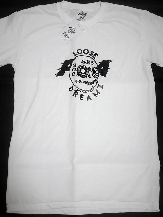 Loose Dreamz, white and black signature T- shirt. 100% cotton, light weight shirt. 